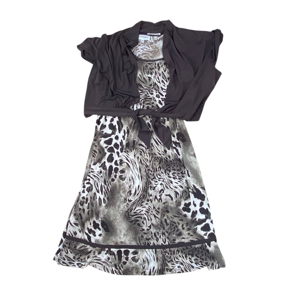Woman’s Studio I 2 piece animal print stretchy dress set size 18W